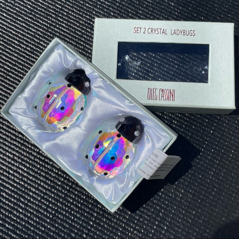 Oleg Cassini Crystal Ladybug Box Set of 2